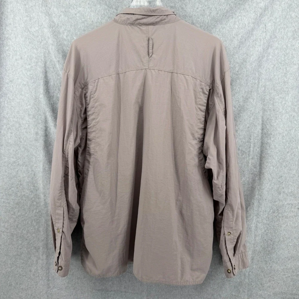 The North Face Mens Long Sleeve Hiking Shirt Tan Nylon Button Down Large